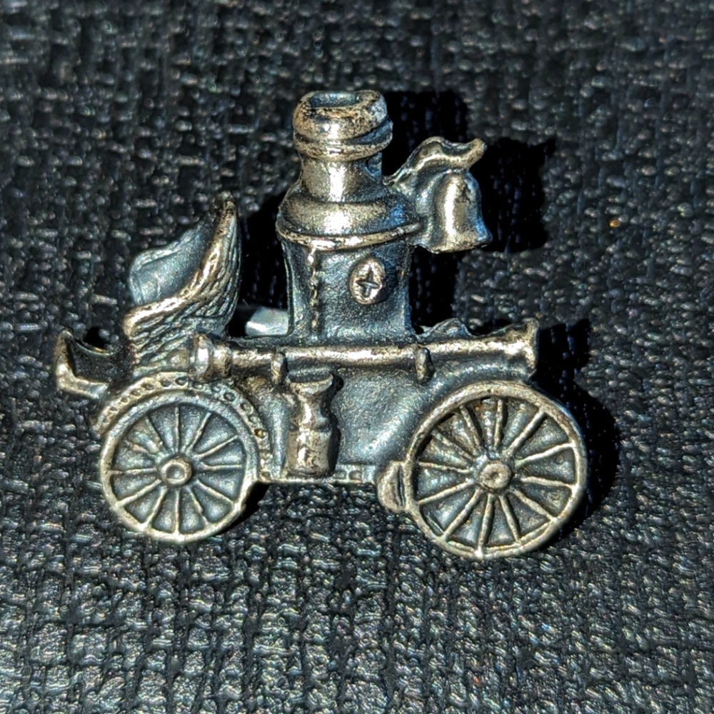FREE Jason Pewter Brooch, Early Fire Truck, Horse Drawn Fire pumper